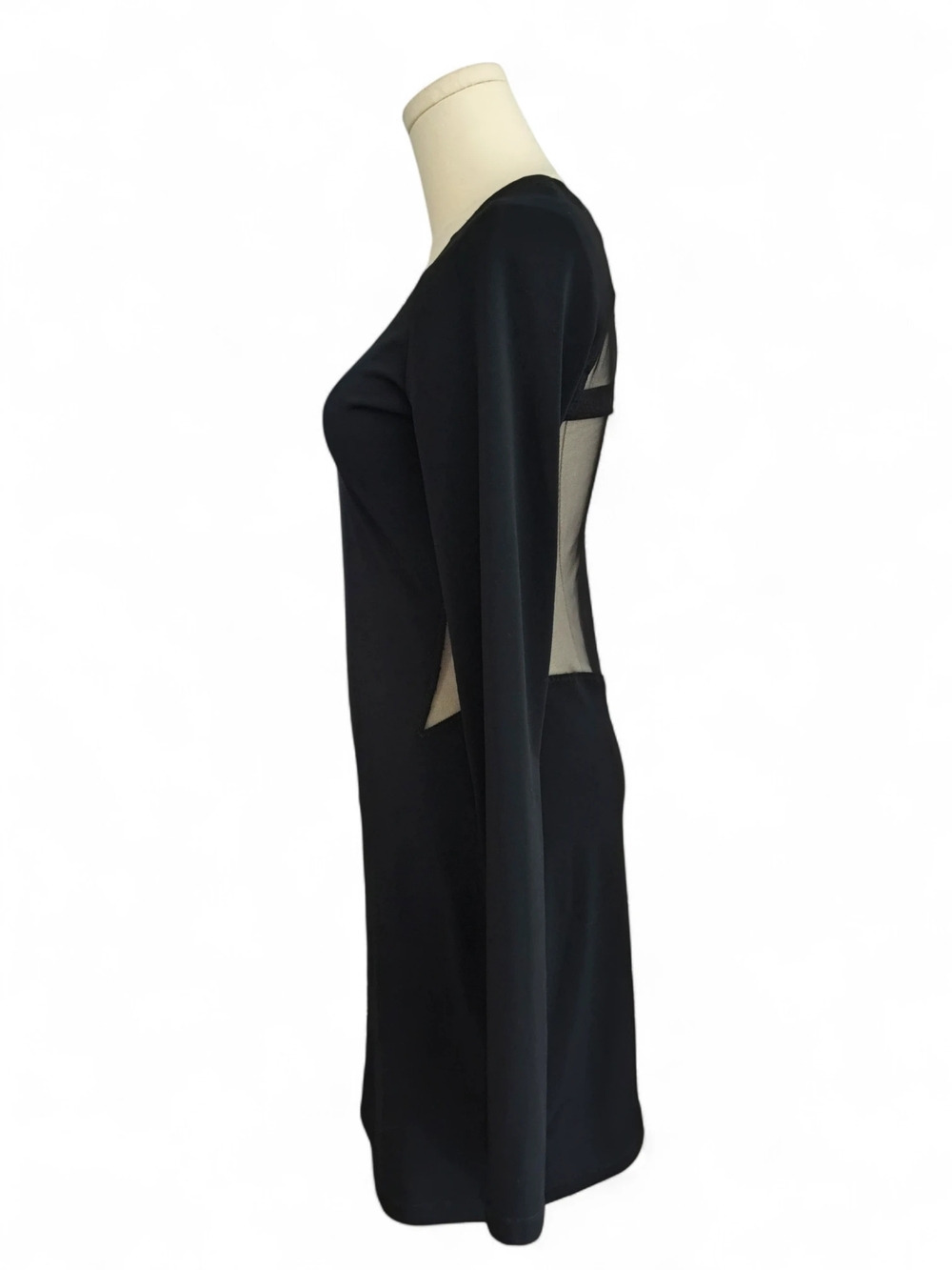 Elizabeth and James Black Bodycon Mesh Sheer Back Dress Womens Medium - Picture 3 of 10